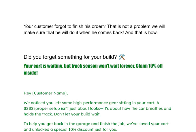 write high conversion abandoned cart email copywriting